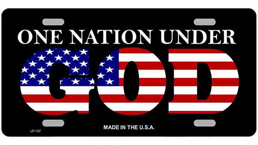 One Nation Under God Metal Novelty License Plate