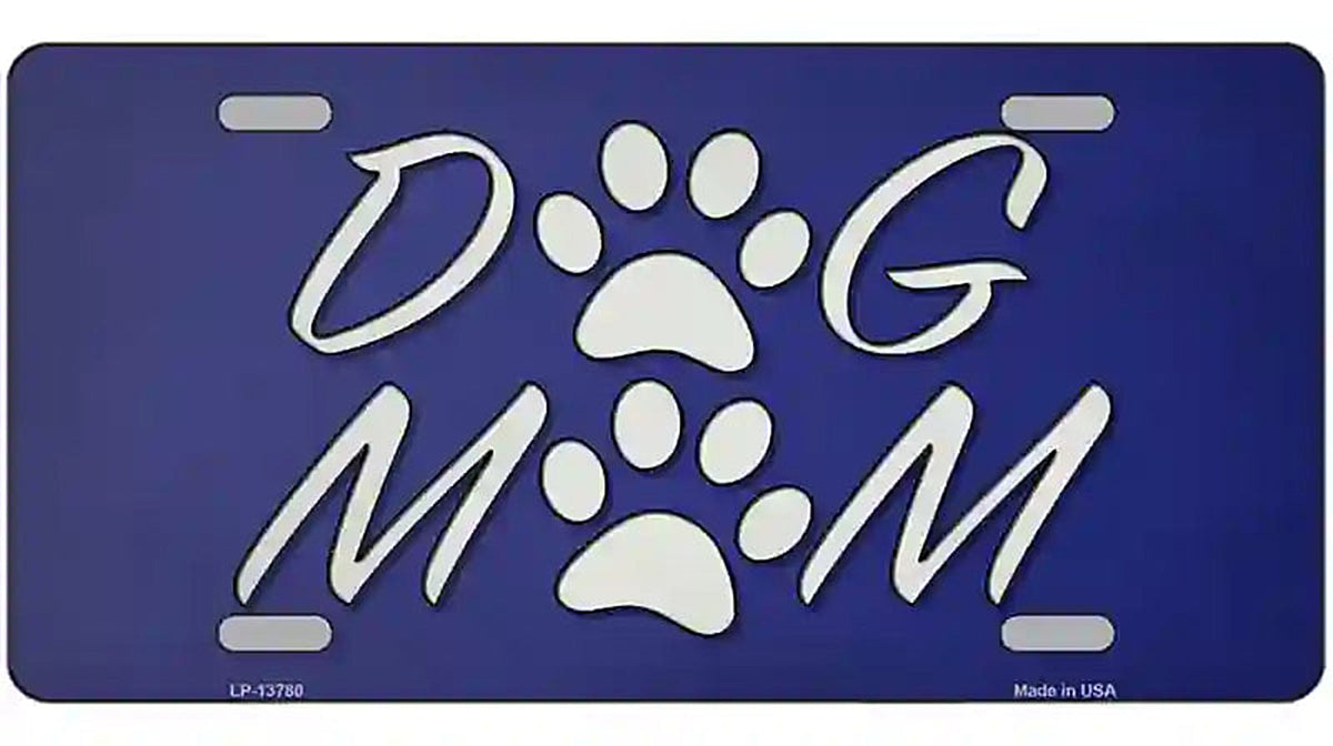 Dog Mom Novelty Metal License Plate Tag