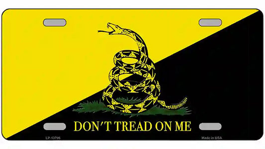 Dont Tread On Me Yellow|Black Novelty Metal License Plate