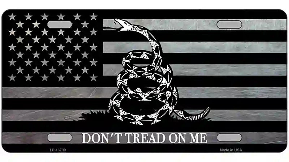 Dont Tread On Me American Flag Novelty Metal License Plate