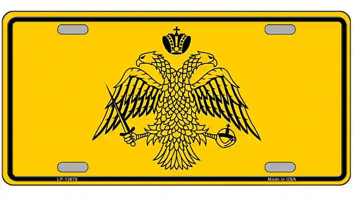 Byzantine Empire Flag Yellow Novelty Metal License Plate Tag