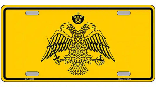 Byzantine Empire Flag Yellow Novelty Metal License Plate Tag