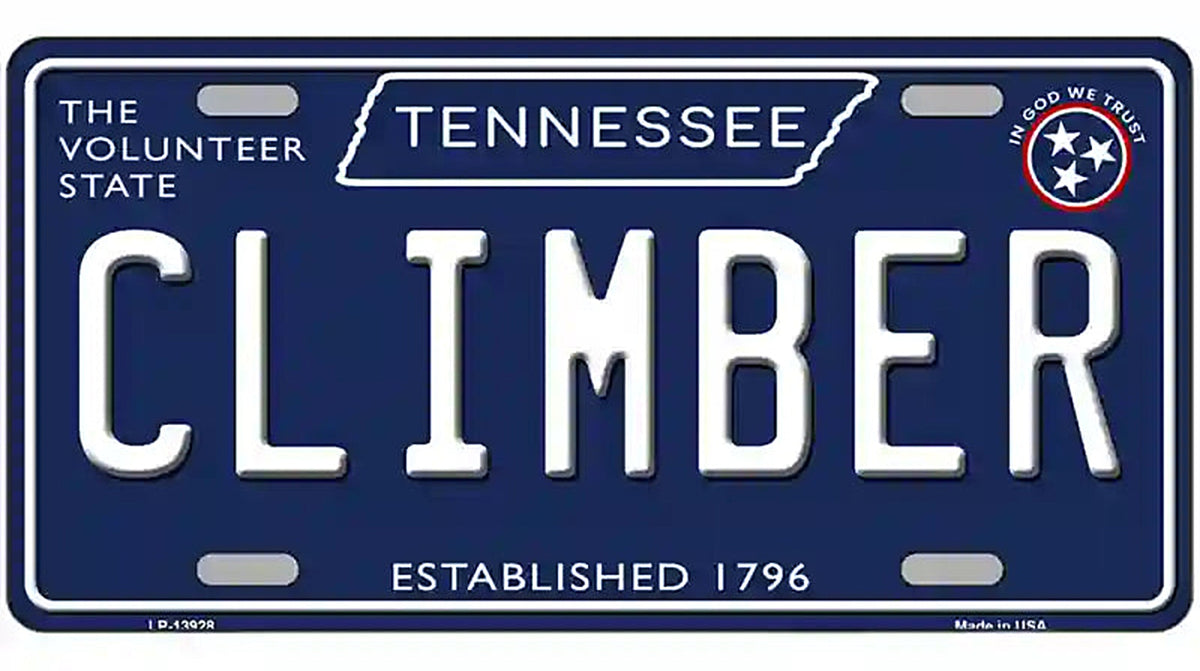 Climber Tennessee Blue Novelty Metal License Plate Tag