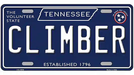 Climber Tennessee Blue Novelty Metal License Plate Tag