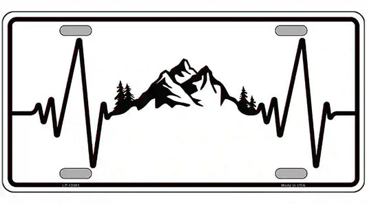 Mountains Heart Beat Novelty Metal License Plate Tag