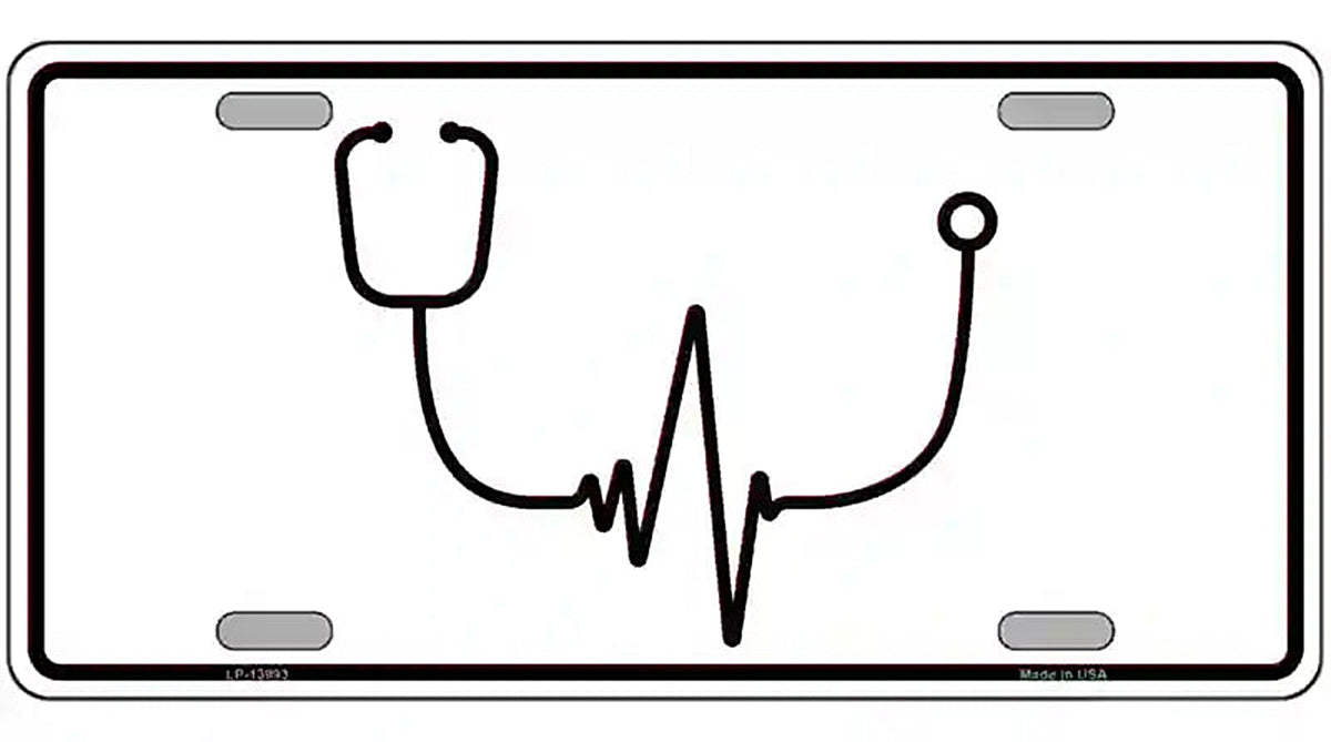 Stethoscope Heart Beat Novelty Metal License Plate Tag