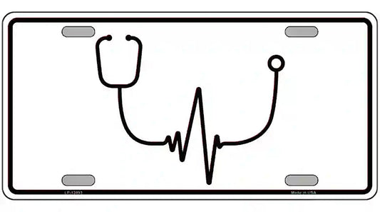 Stethoscope Heart Beat Novelty Metal License Plate Tag
