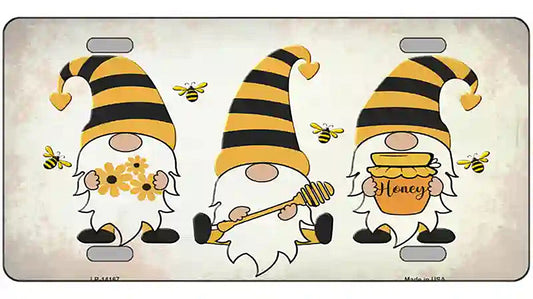 Gnomes Honeybees Novelty Metal License Plate