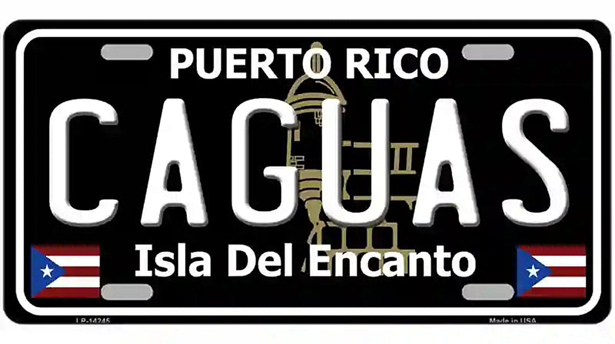 Caguas Puerto Rico Black Novelty Metal License Plate