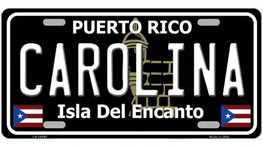 Carolina Puerto Rico Black Novelty Metal License Plate