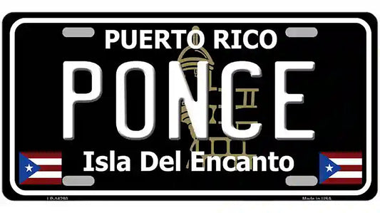 Ponce Puerto Rico Black Novelty Metal License Plate