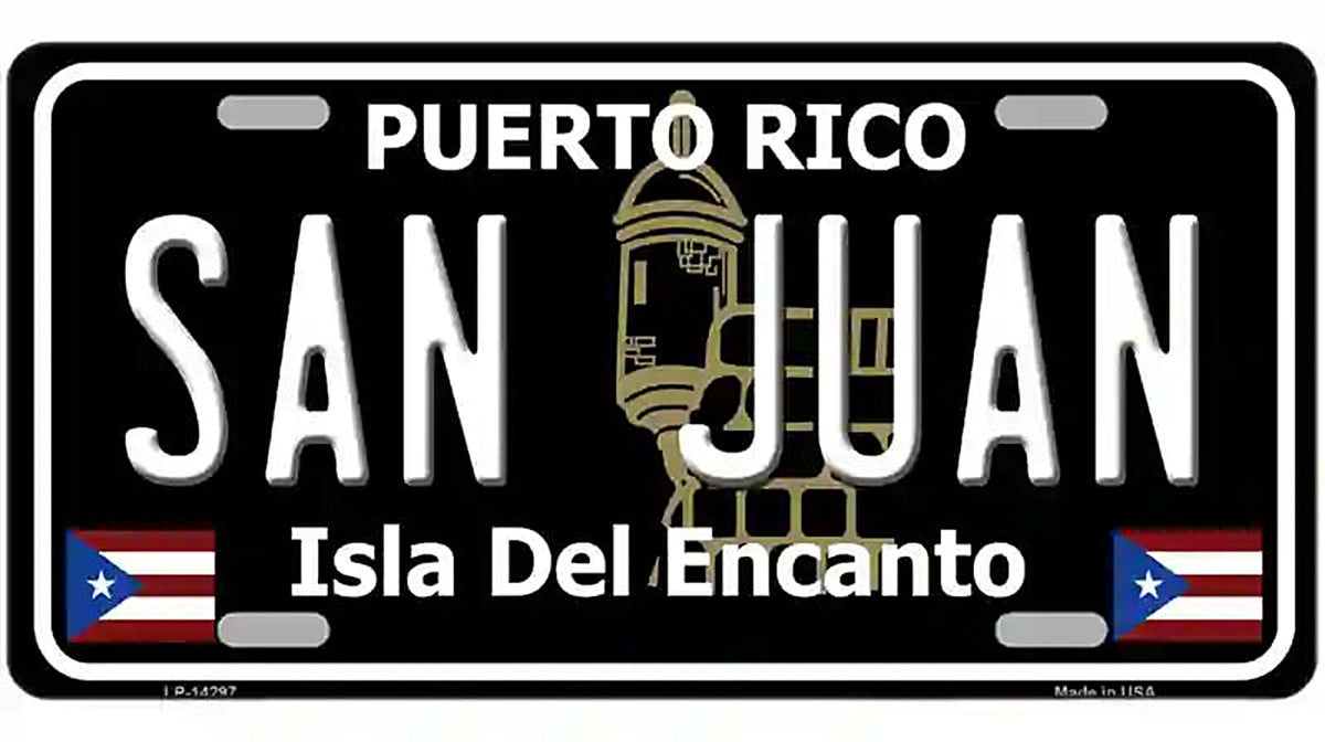 San Juan Puerto Rico Black Novelty Metal License Plate