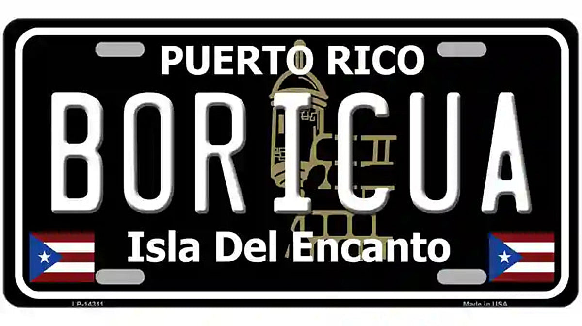 Boricua Puerto Rico Black Novelty Metal License Plate