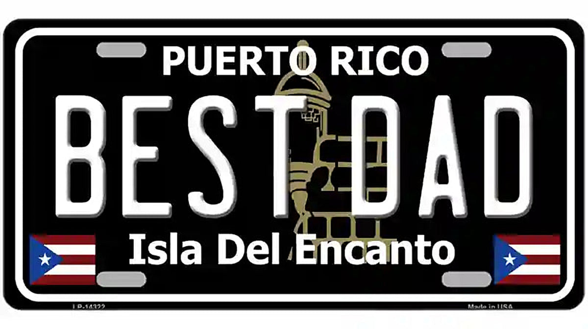 Best Dad Puerto Rico Black Novelty Metal License Plate