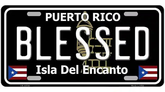 Blessed Puerto Rico Black Novelty Metal License Plate