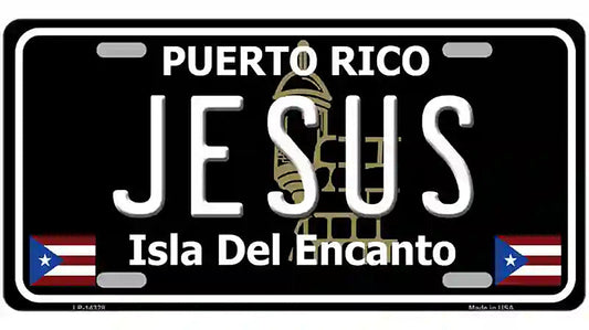 Jesus Puerto Rico Black Novelty Metal License Plate
