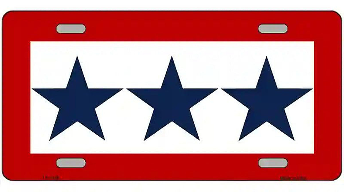 Blue Star Three Metal Novelty License Plate