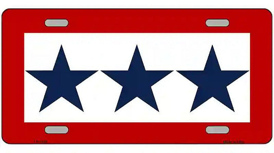 Blue Star Three Metal Novelty License Plate