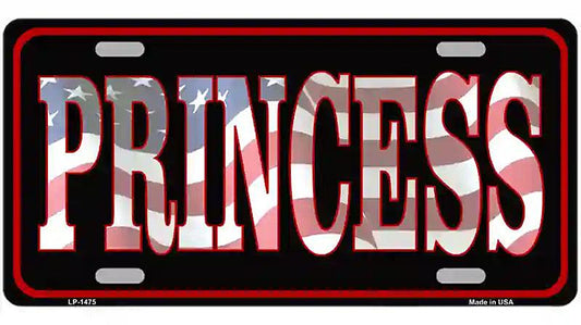 Princess Patriotic Metal Novelty License Plate