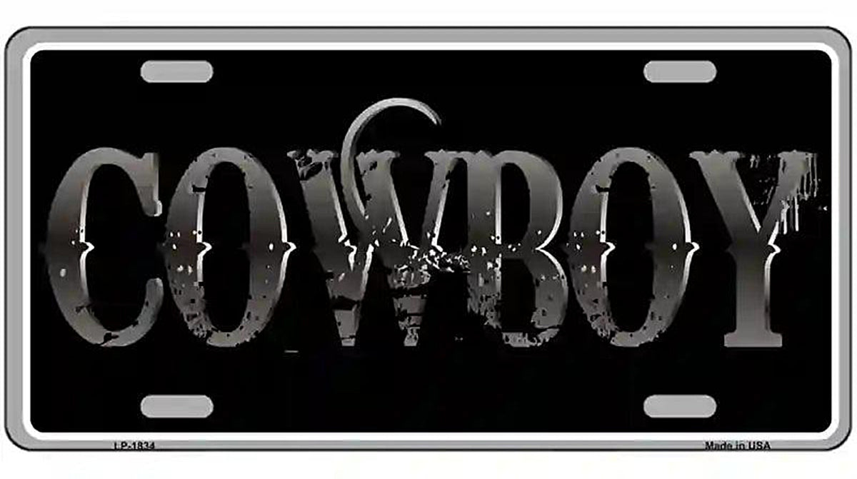 Cowboy Metal Novelty License Plate