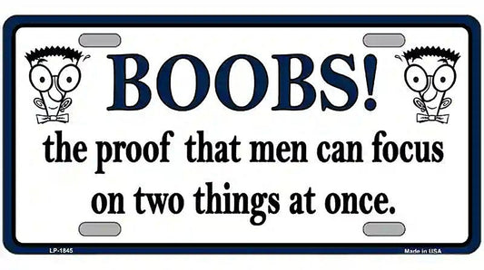 Boobs Proof Metal Novelty License Plate