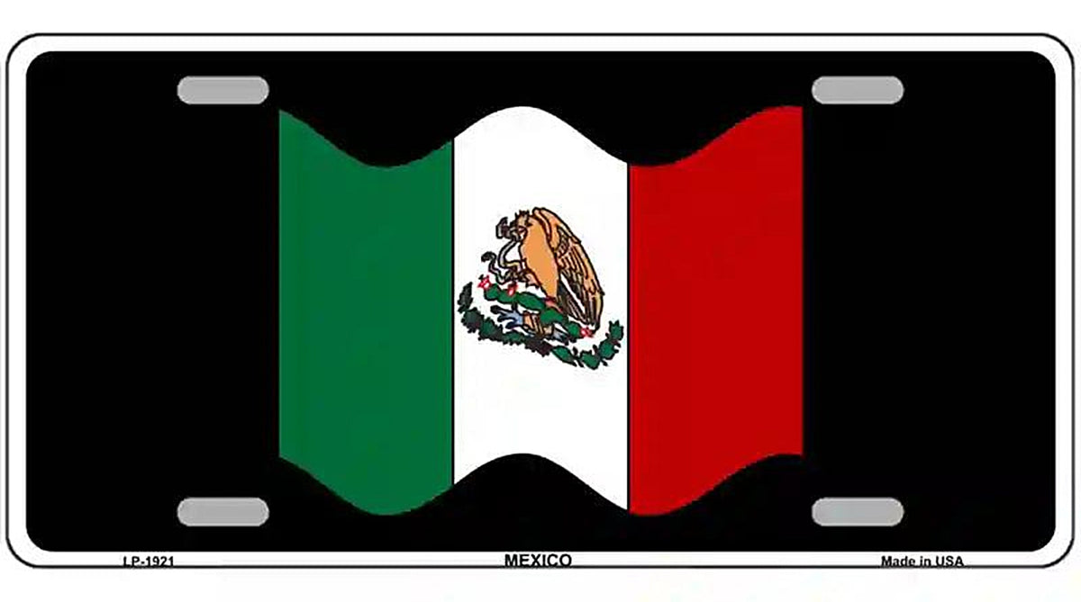 Mexico Waving Flag Metal Novelty License Plate