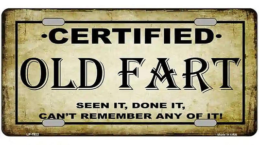 Certified Old Fart Metal Novelty License Plate