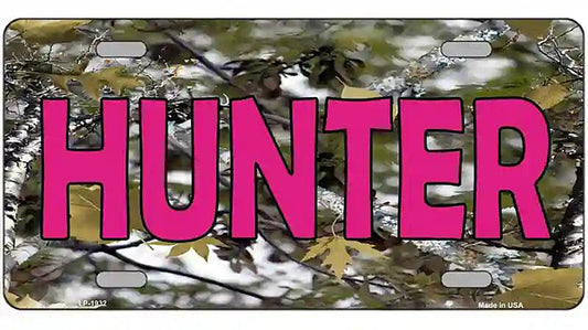 Pink Hunter Metal Novelty License Plate