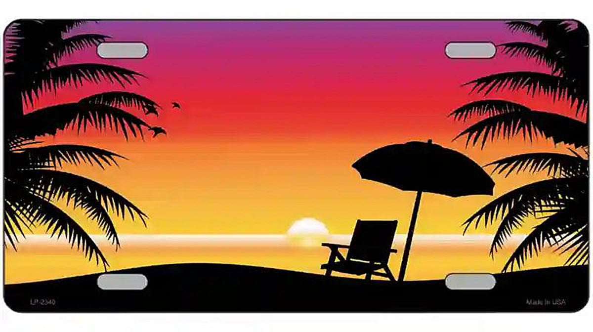 Sunset Beach Metal Novelty License Plate