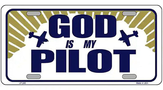 God Is My Pilot Metal Vanity Novelty License Plate