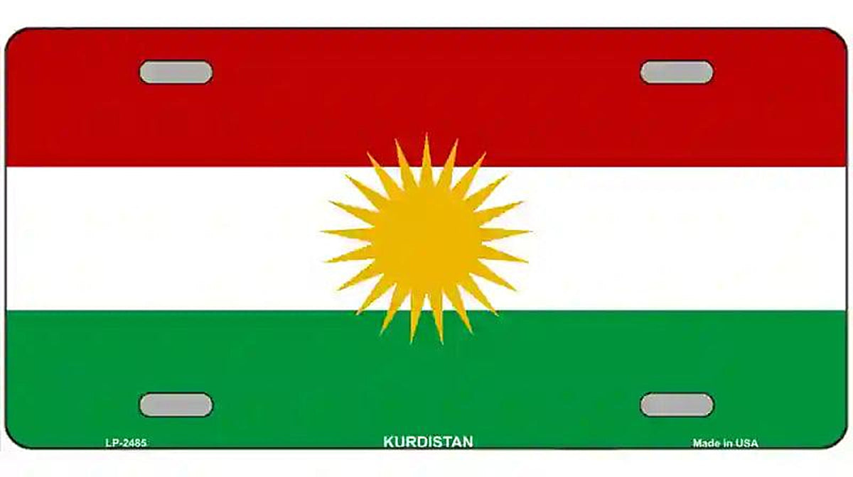 Kurdistan Flag Metal Novelty License Plate