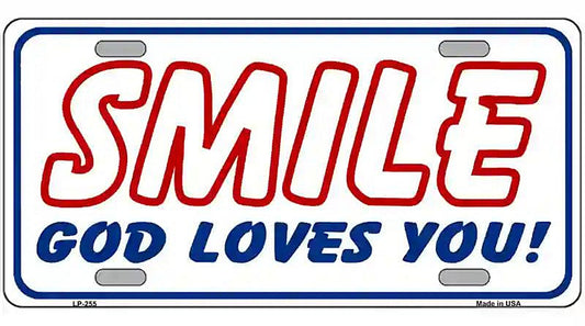 Smile God Loves You Metal Novelty License Plate
