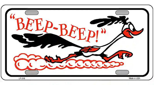 Beep Beep Roadrunner Metal Novelty License Plate