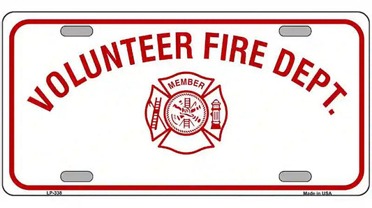 Volunteer Fire Department Metal Novelty License Plate