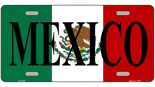 Mexico on Flag Metal Novelty License Plate