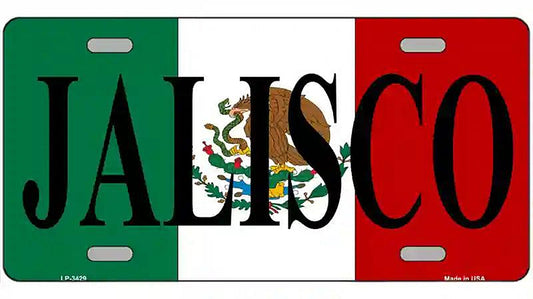 Jalisco on Mexico Flag Metal Novelty License Plate