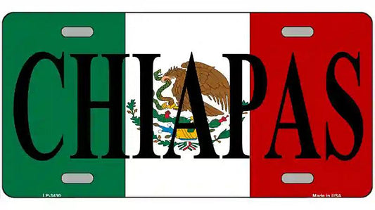 Chiapas on Mexico Flag Metal Novelty License Plate