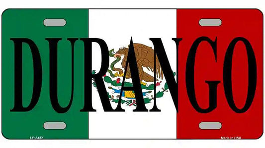 Durango on Mexico Flag Metal Novelty License Plate