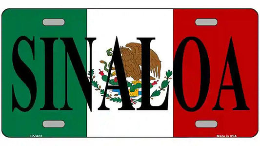 Sinaloa on Mexico Flag Metal Novelty License Plate