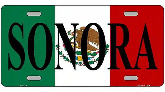 Sonora on Mexico Flag Metal Novelty License Plate