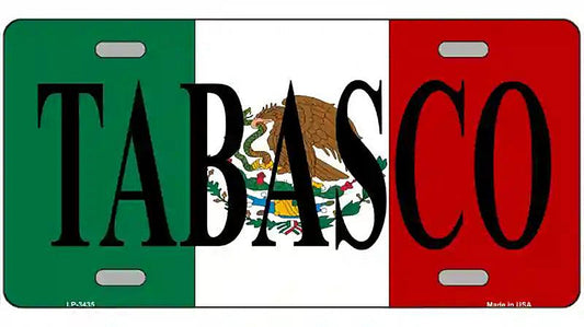 Tabasco on Mexico Flag Metal Novelty License Plate