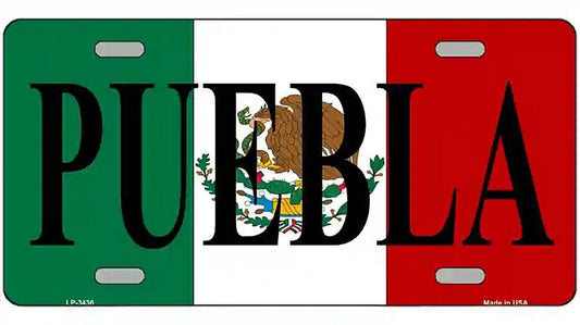 Puebla on Mexico Flag Metal Novelty License Plate