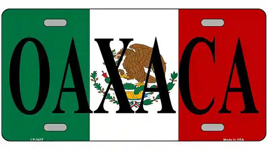 Oaxaca on Mexico Flag Metal Novelty License Plate