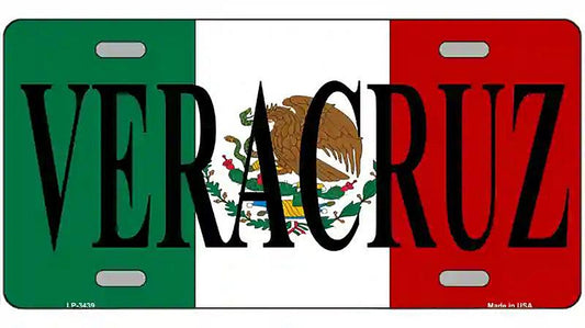 Veracruz on Mexico Flag Metal Novelty License Plate