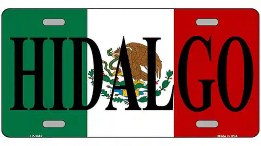 Hidalgo on Mexico Flag Metal Novelty License Plate
