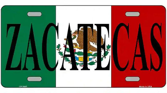Zacatecas on Mexico Flag Metal Novelty License Plate