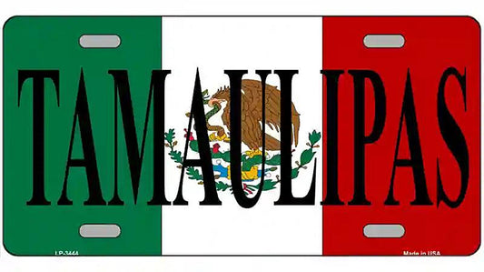 Tamaulipas on Mexico Flag Metal Novelty License Plate