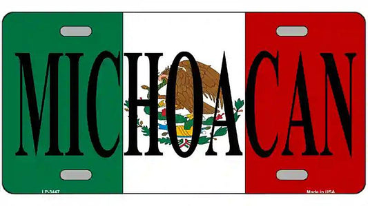 Michoacan on Mexico Flag Metal Novelty License Plate