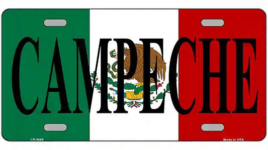 Campeche on Mexico Flag Metal Novelty License Plate
