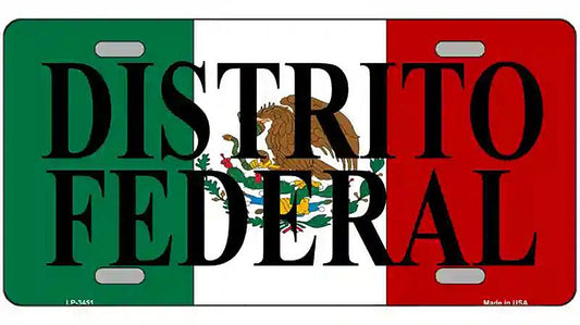 Distrito Federal on Mexico Flag Metal Novelty License Plate